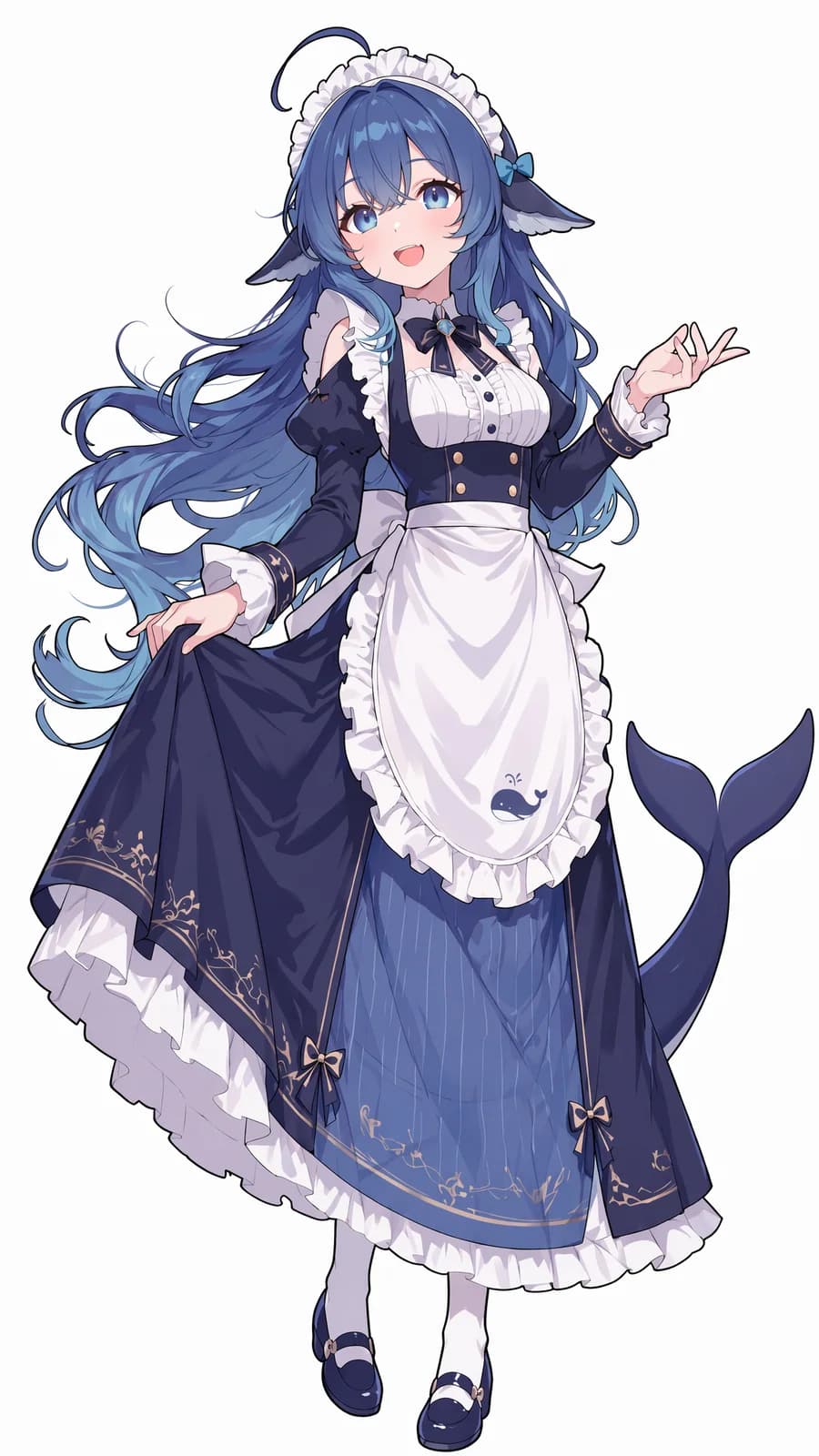 DeepSeek whale-maid character illustration by ZipZipPipe, rather than a screenshot of the desktop pet
